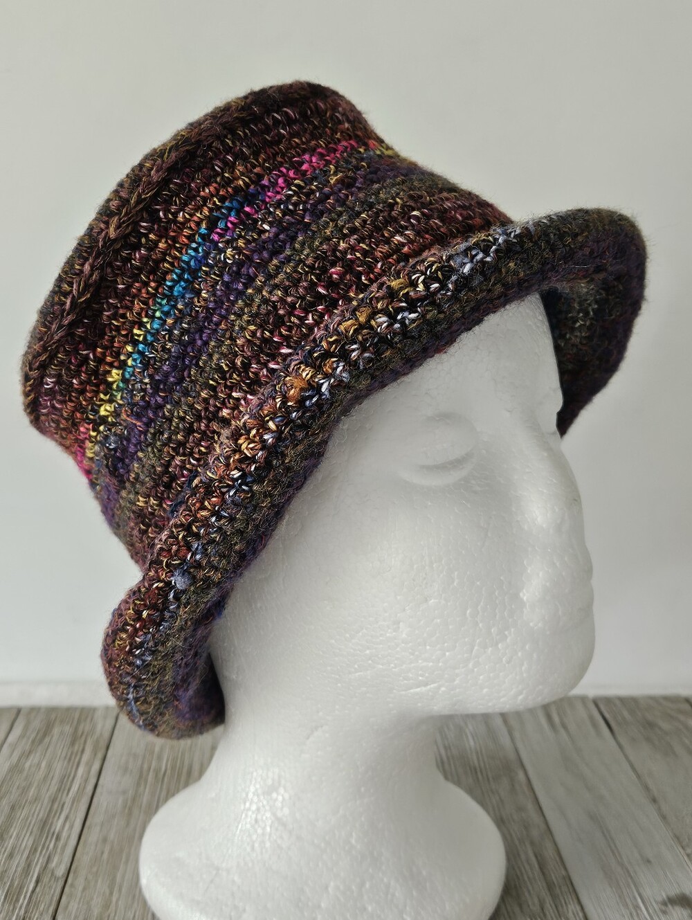 Alpacabella Handmade in Peru Crochet Knit Bucket Hat Beanie Multicolored Winter